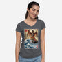 Fire Pteranodon In Japan-womens v-neck tee-DrMonekers