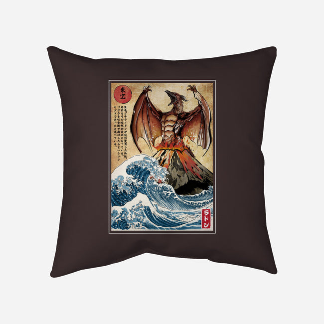 Fire Pteranodon In Japan-none removable cover w insert throw pillow-DrMonekers