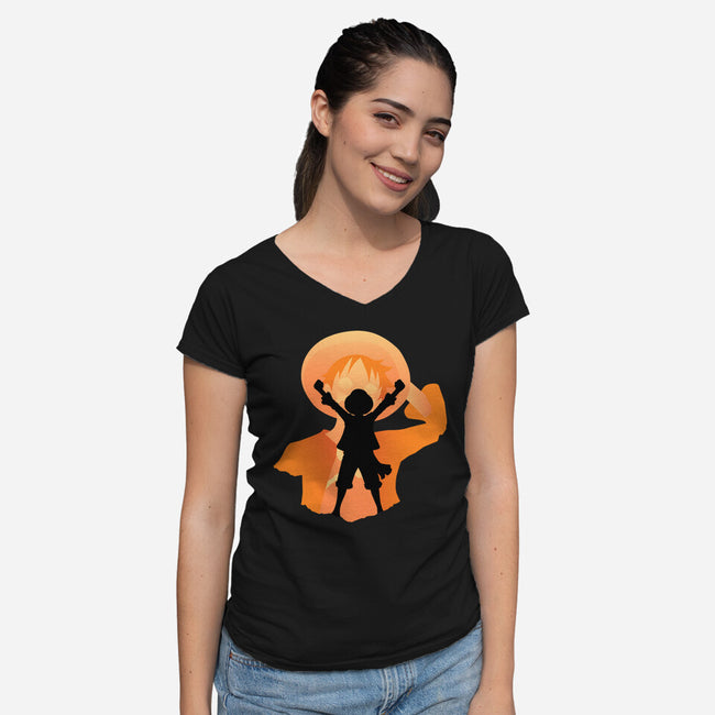 Straw Hat Luffy-womens v-neck tee-wpapindo