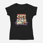 Teenage Mutant Lazy Cats-womens v-neck tee-tobefonseca