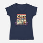 Teenage Mutant Lazy Cats-womens v-neck tee-tobefonseca
