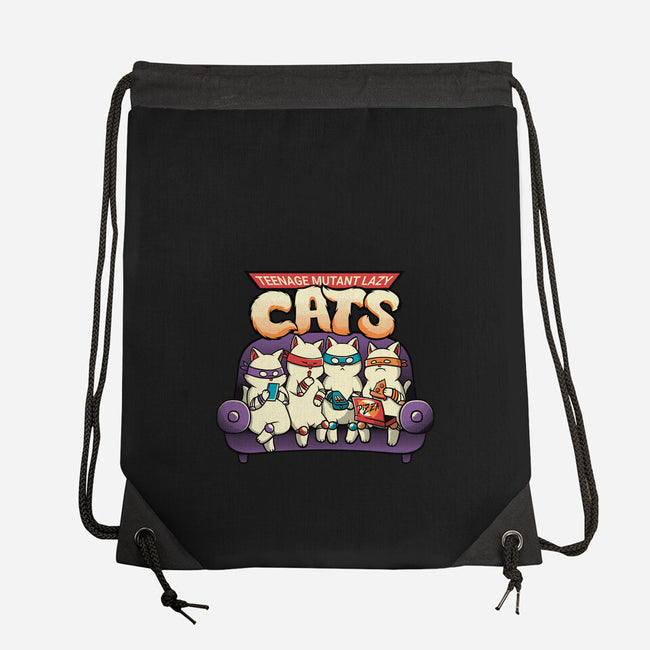 Teenage Mutant Lazy Cats-none drawstring bag-tobefonseca