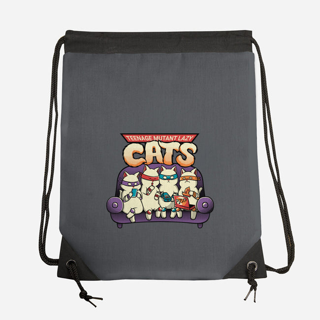 Teenage Mutant Lazy Cats-none drawstring bag-tobefonseca