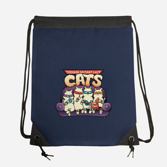 Teenage Mutant Lazy Cats-none drawstring bag-tobefonseca