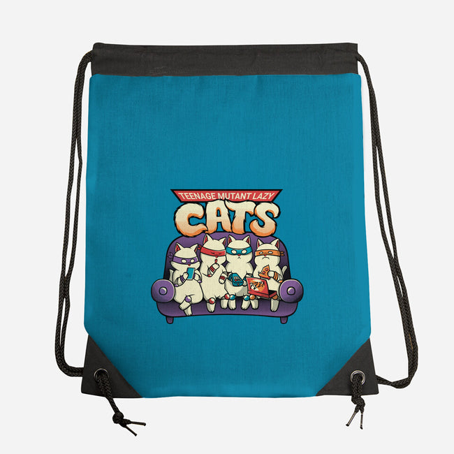 Teenage Mutant Lazy Cats-none drawstring bag-tobefonseca