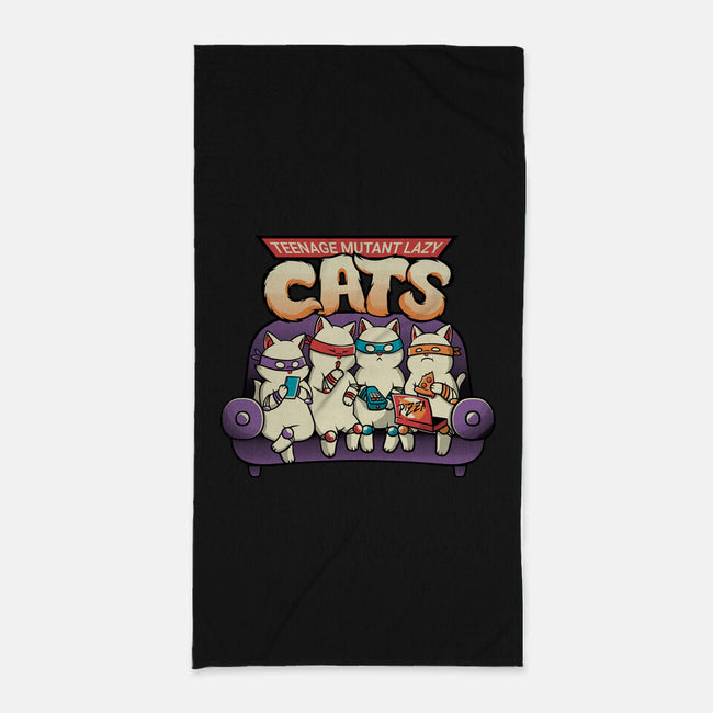 Teenage Mutant Lazy Cats-none beach towel-tobefonseca