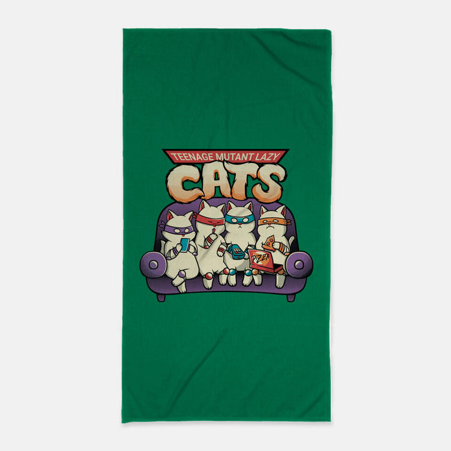 Teenage Mutant Lazy Cats-none beach towel-tobefonseca