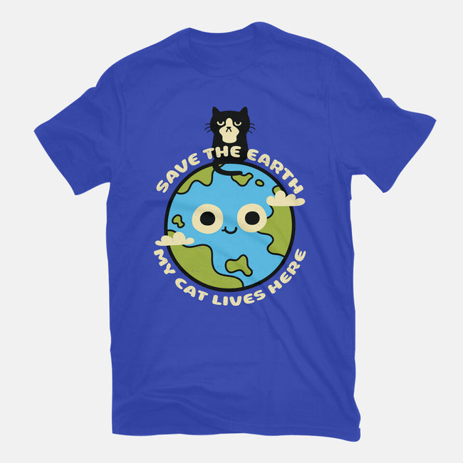 My Cat Lives Here-womens fitted tee-Xentee