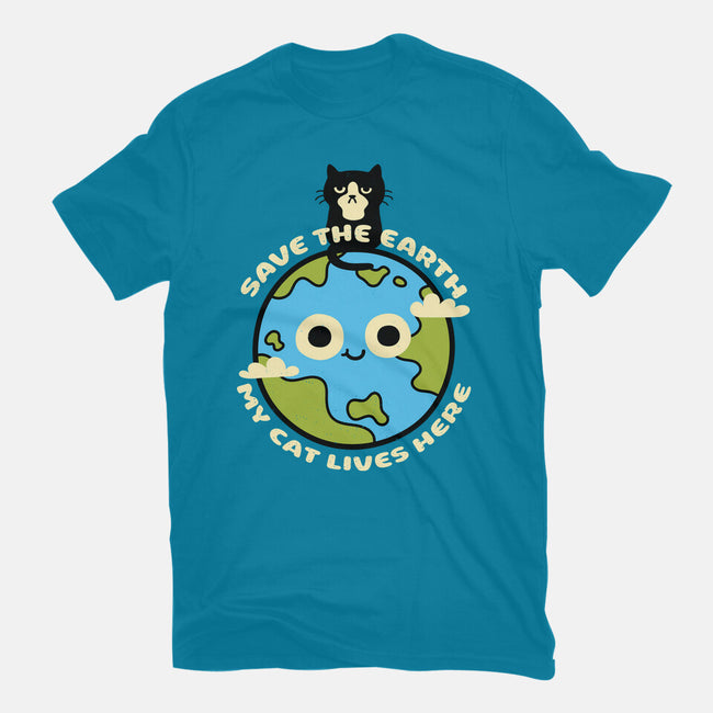 My Cat Lives Here-womens fitted tee-Xentee