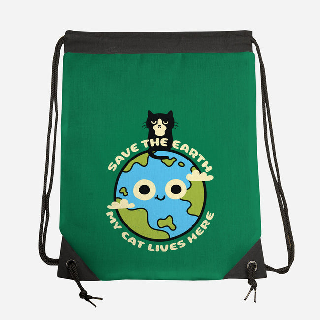 My Cat Lives Here-none drawstring bag-Xentee