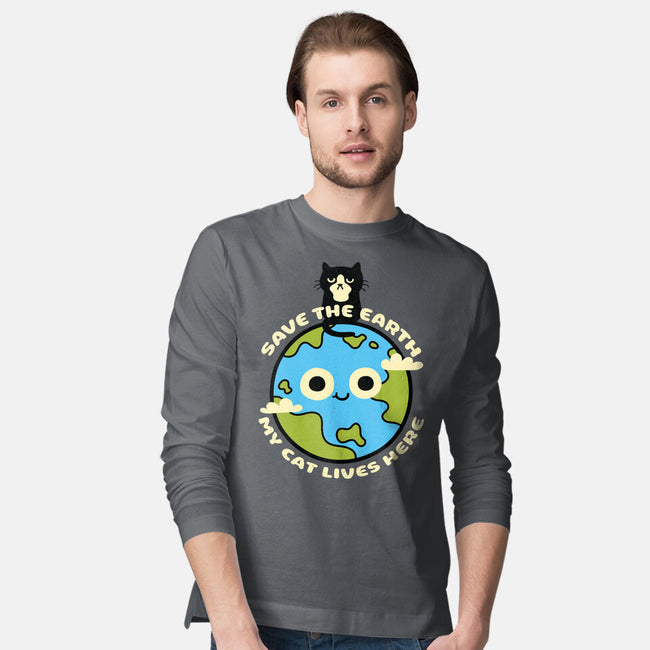 My Cat Lives Here-mens long sleeved tee-Xentee