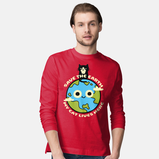 My Cat Lives Here-mens long sleeved tee-Xentee