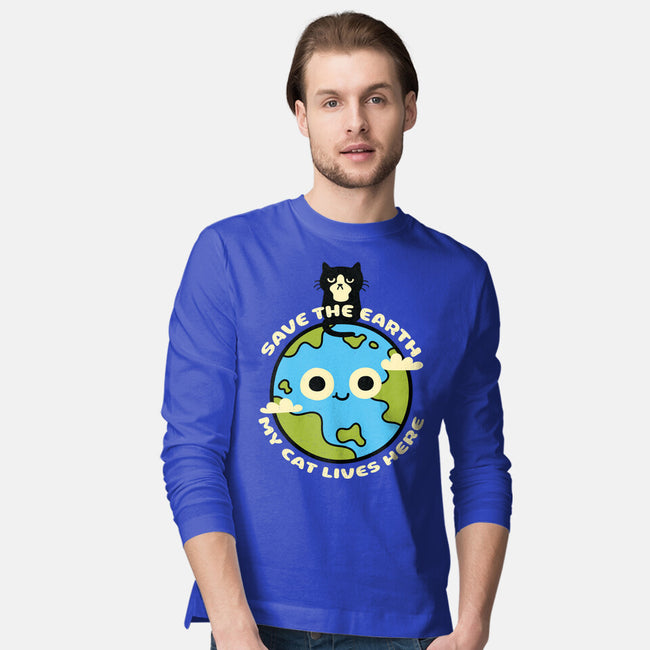 My Cat Lives Here-mens long sleeved tee-Xentee