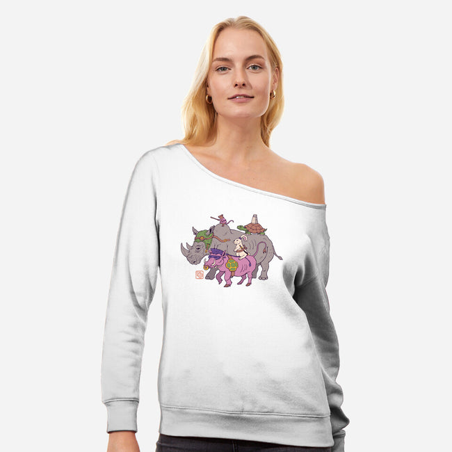 Mutant Animals-womens off shoulder sweatshirt-vp021