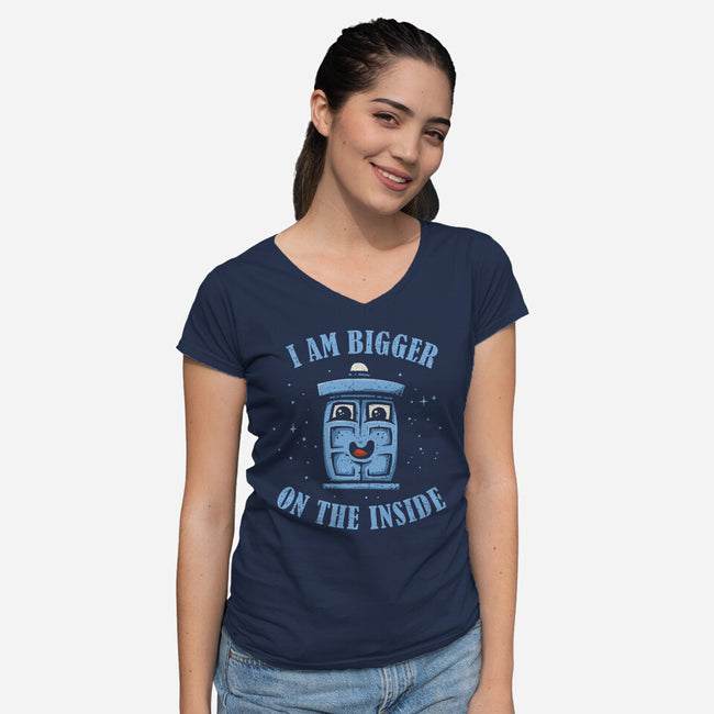 Bigger Inside-womens v-neck tee-kg07