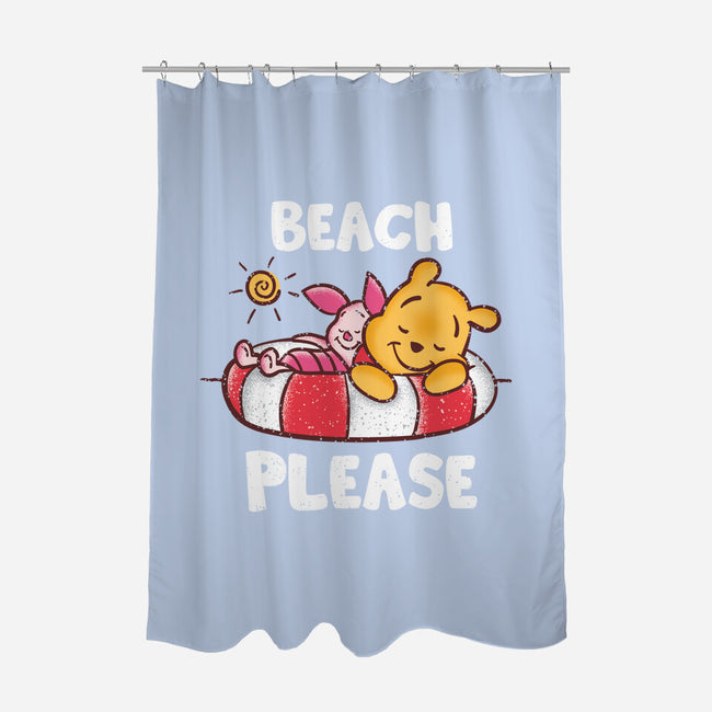 Beach Please Pooh-none polyester shower curtain-turborat14