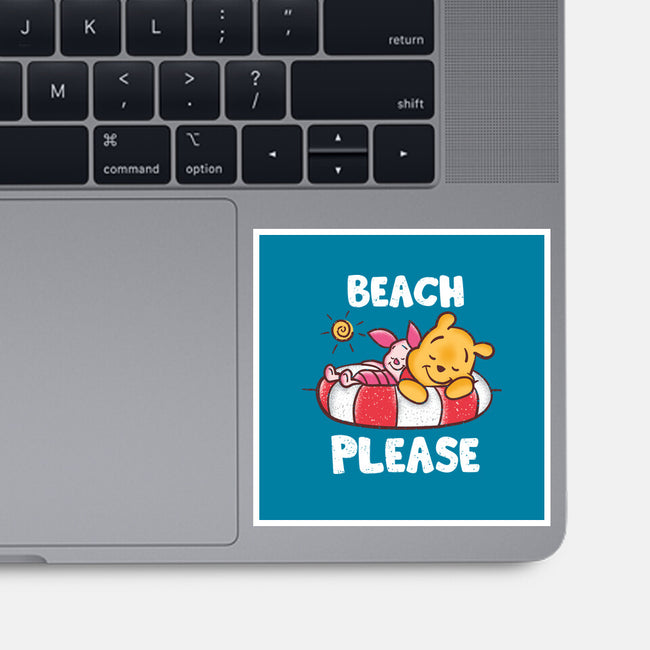 Beach Please Pooh-none glossy sticker-turborat14