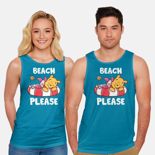 Beach Please Pooh-unisex basic tank-turborat14