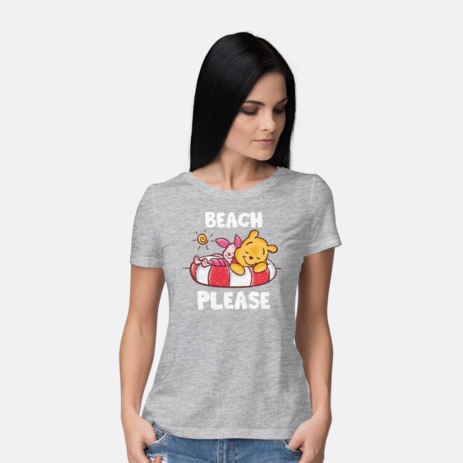 Beach Please Pooh-womens basic tee-turborat14