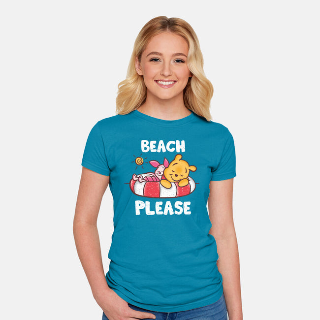 Beach Please Pooh-womens fitted tee-turborat14