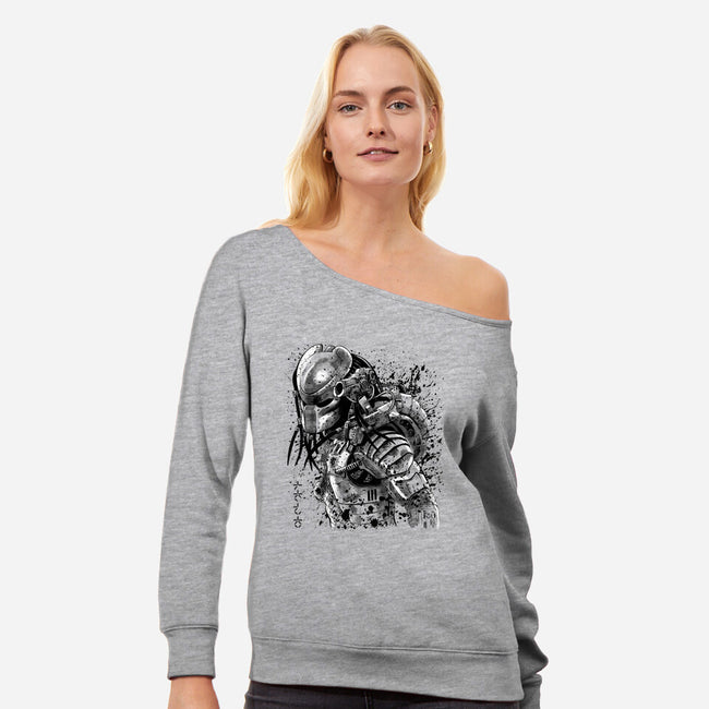 Hunter Ukiyo-e-womens off shoulder sweatshirt-albertocubatas