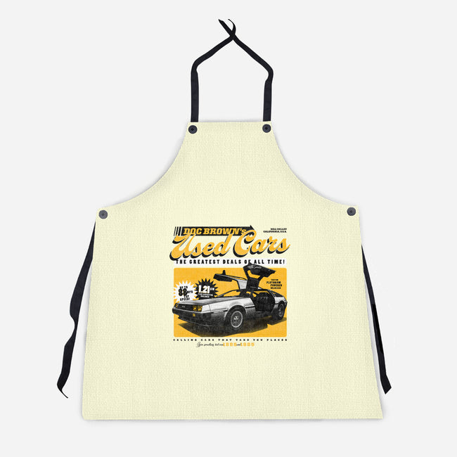 Doc Brown's Used Cars-unisex kitchen apron-zawitees