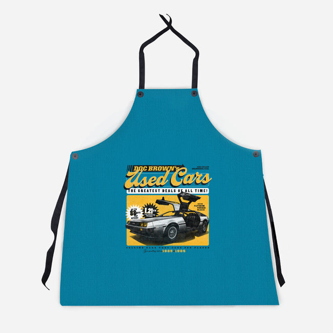 Doc Brown's Used Cars-unisex kitchen apron-zawitees