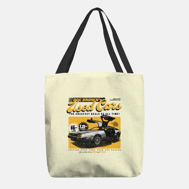 Doc Brown's Used Cars-none basic tote bag-zawitees