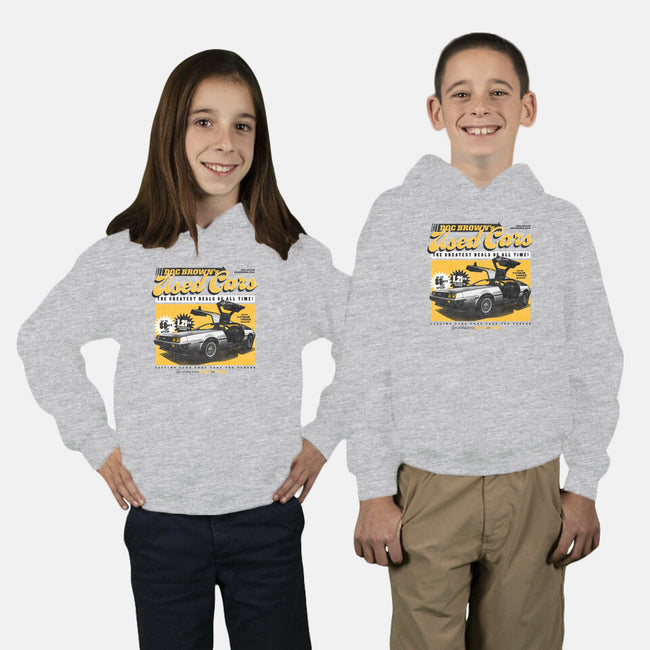 Doc Brown's Used Cars-youth pullover sweatshirt-zawitees