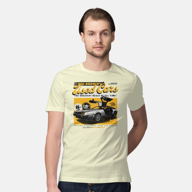 Doc Brown's Used Cars-mens premium tee-zawitees