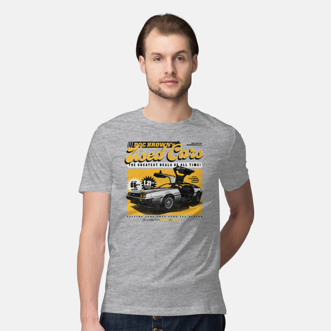 Doc Brown's Used Cars-mens premium tee-zawitees