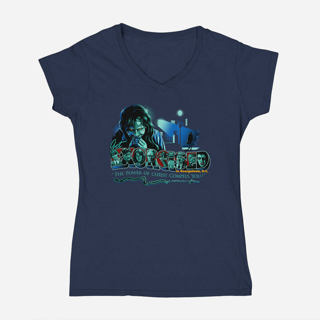 Get Exorcised In DC-womens v-neck tee-goodidearyan