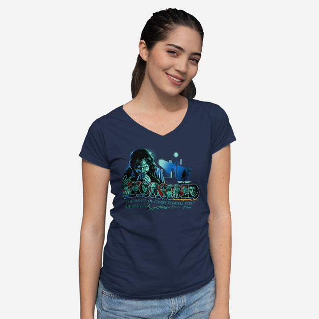 Get Exorcised In DC-womens v-neck tee-goodidearyan