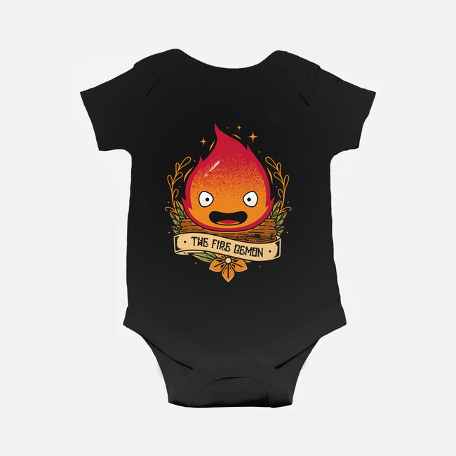 Fire Demon-baby basic onesie-Alundrart