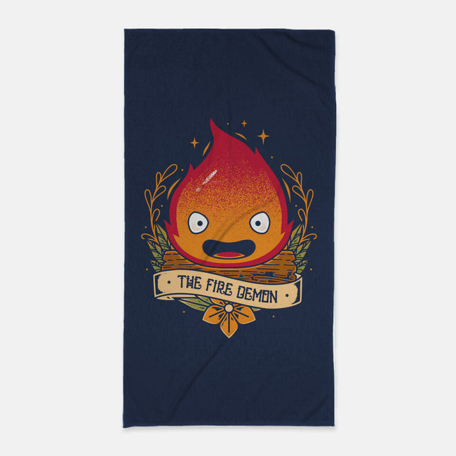 Fire Demon-none beach towel-Alundrart