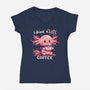 I Drink Alotl Coffee-womens v-neck tee-TechraNova