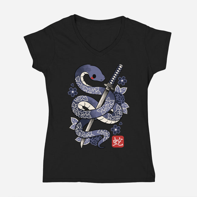 Japanese Snake-womens v-neck tee-NemiMakeit