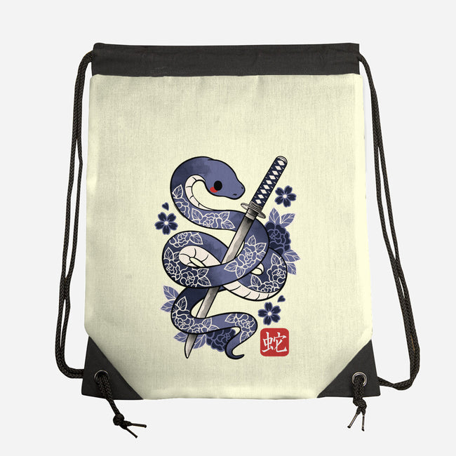 Japanese Snake-none drawstring bag-NemiMakeit