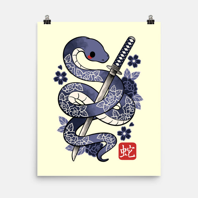 Japanese Snake-none matte poster-NemiMakeit