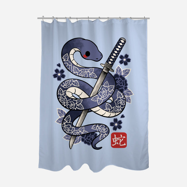 Japanese Snake-none polyester shower curtain-NemiMakeit