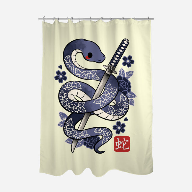 Japanese Snake-none polyester shower curtain-NemiMakeit