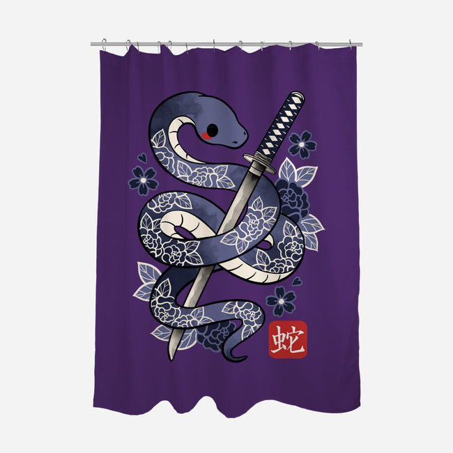 Japanese Snake-none polyester shower curtain-NemiMakeit