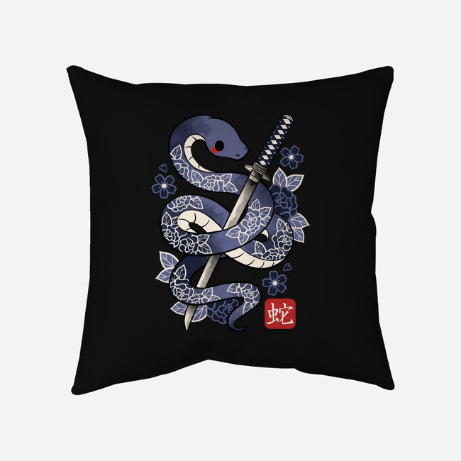 Japanese Snake-none removable cover w insert throw pillow-NemiMakeit