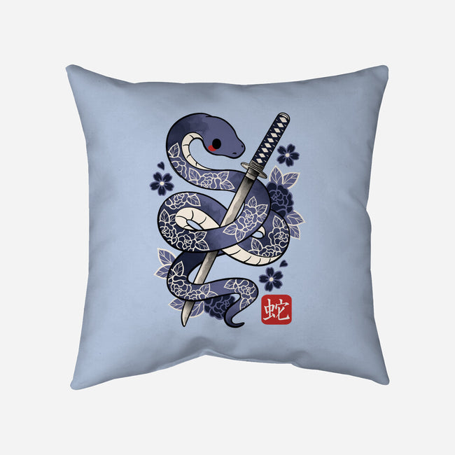 Japanese Snake-none removable cover w insert throw pillow-NemiMakeit