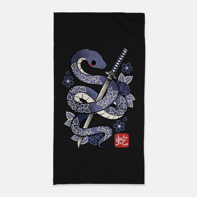 Japanese Snake-none beach towel-NemiMakeit