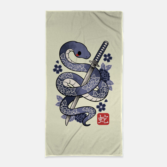 Japanese Snake-none beach towel-NemiMakeit