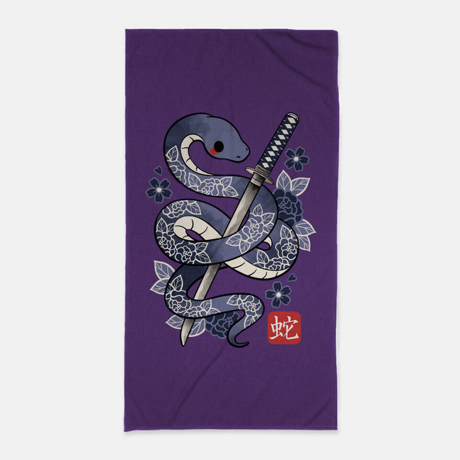 Japanese Snake-none beach towel-NemiMakeit