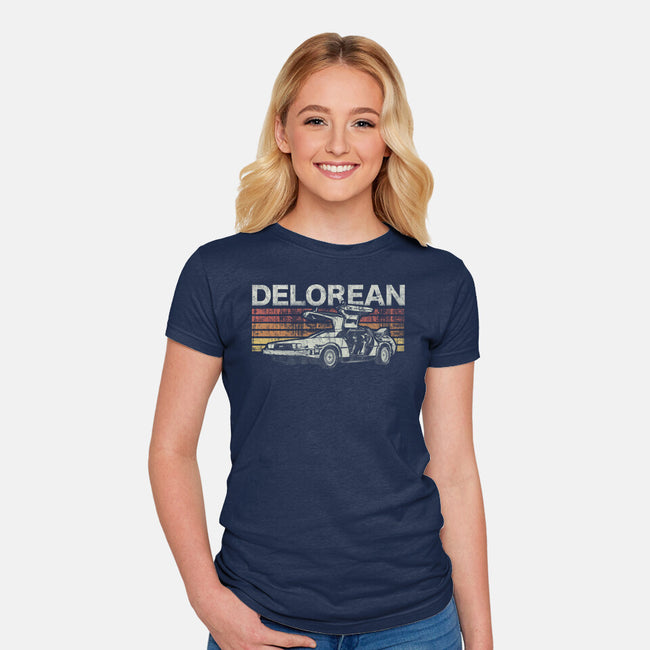Retro Delorean-womens fitted tee-fanfreak1