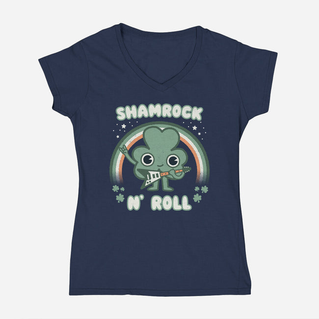 Shamrock N Roll-womens v-neck tee-Weird & Punderful