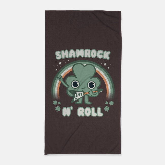 Shamrock N Roll-none beach towel-Weird & Punderful